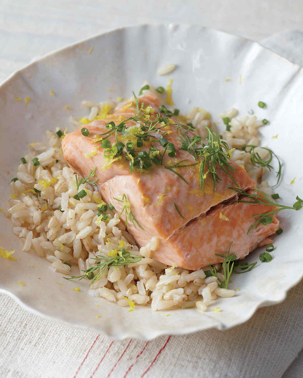 Steamed Salmon with Fresh Herbs and Lemon