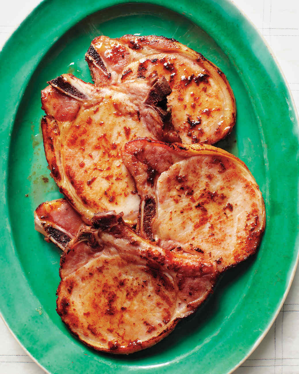 BourbonGlazed Smoked Pork Chops Recipe Martha Stewart