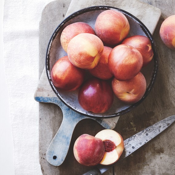 Nectarines with a knife Nectarines with a knife