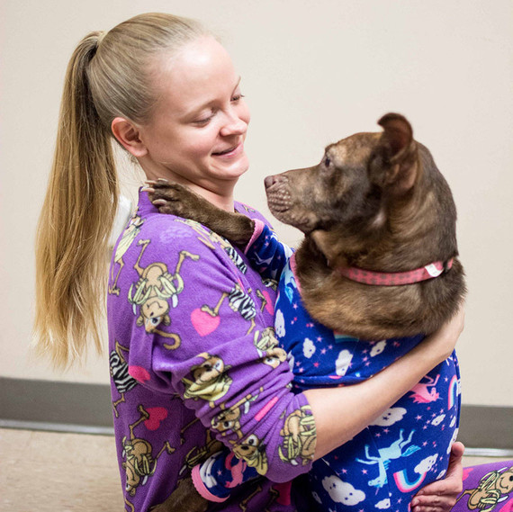 The LifeLine Animal Project in Atlanta came up with the (genius) idea to let people dress pooches in adorable nightwear and have them for a sleepover.