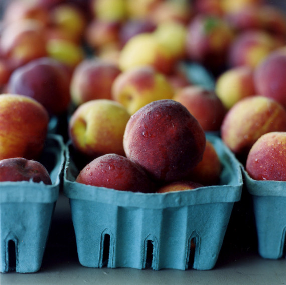Cartons of peaches Cartons of peaches