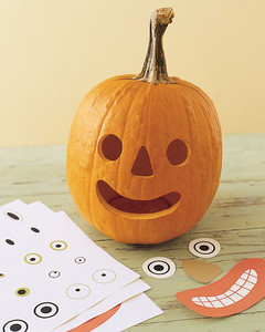 Funny Face Pumpkins Martha Tape Features On The Regular Weight Paper Onto Pumpkin To Use As A Template Trace By Poking Holes Around Edges Of Each Feature With An Awl