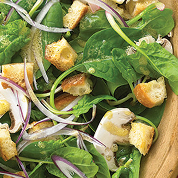 Spinach Mushroom And Red Onion Salad Recipe Martha Stewart