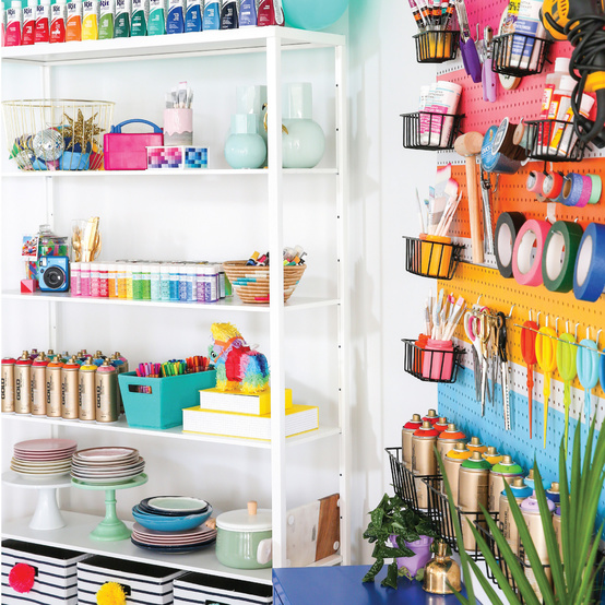 colorful organized craft supplies