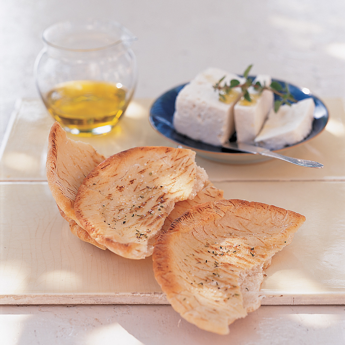 Herbed Pita Toast with Feta Cheese