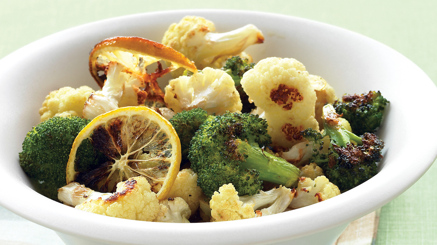Roasted Broccoli and Cauliflower with Lemon and Garlic