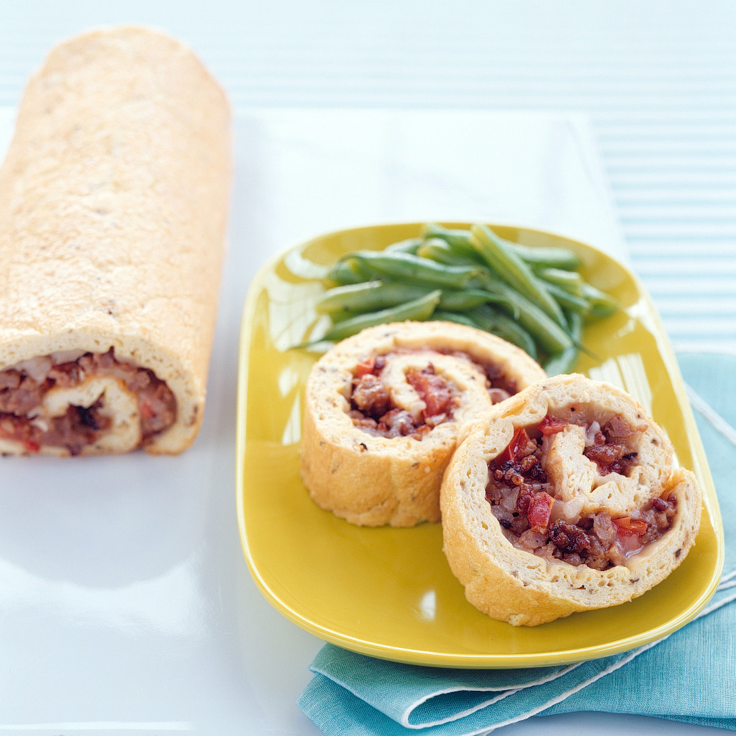 SausageandTomato Egg RollUp Recipe Martha Stewart