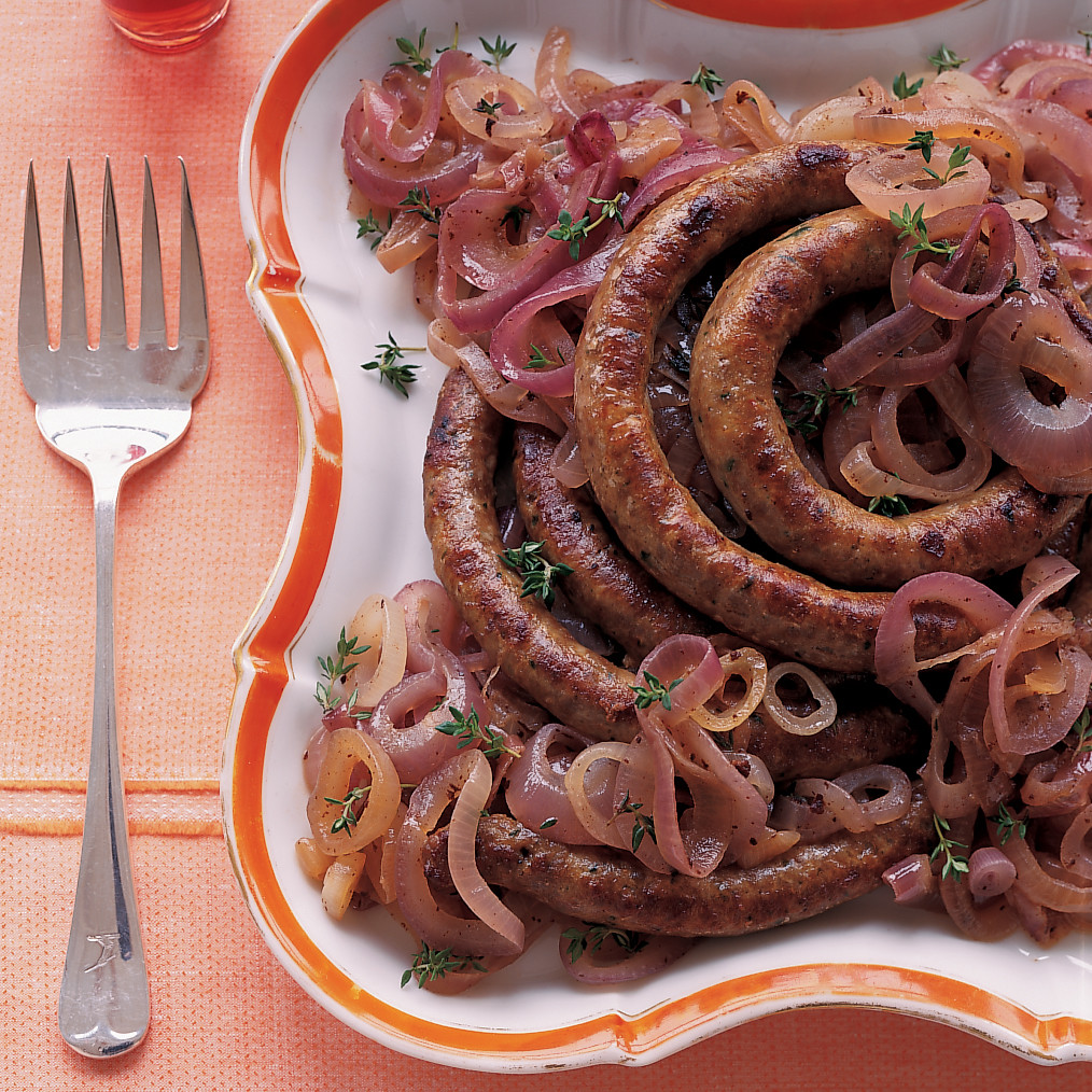 Sausage with Sauteed Red Onions and Thyme
