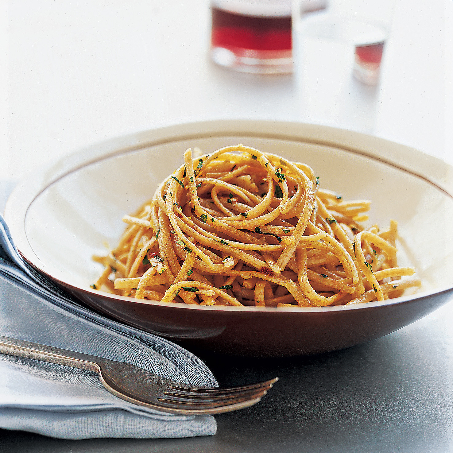 Whole-Wheat Pasta with Garlic and Olive Oil Recipe | Martha Stewart