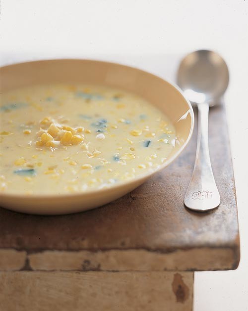 Cold Curried Buttermilk Soup with Corn and Poblano Chile
