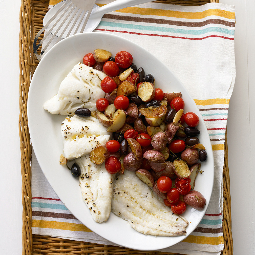 Roasted Cod with Potatoes and Olives