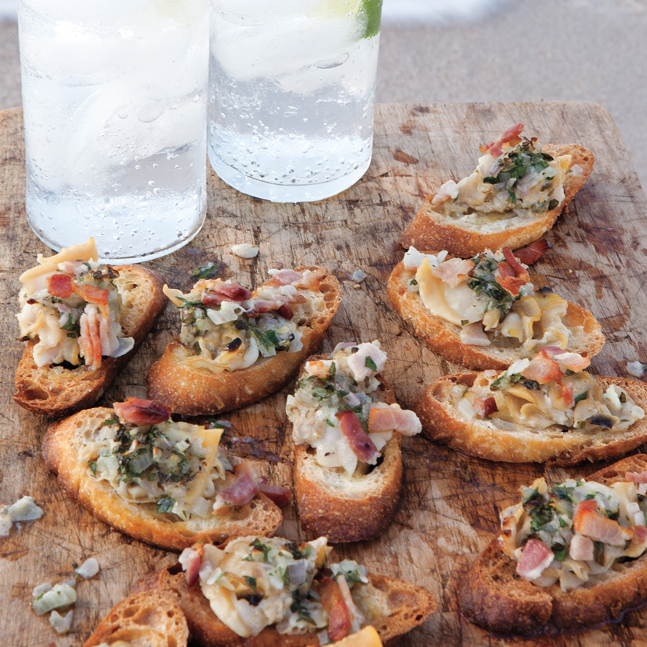 Clams Casino Crostini