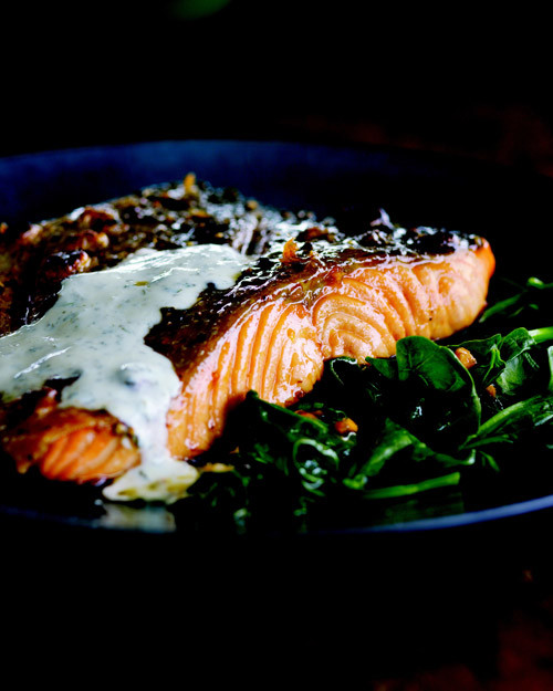 CrispySkin Salmon with ButtermilkMint Sauce Recipe & Video Martha