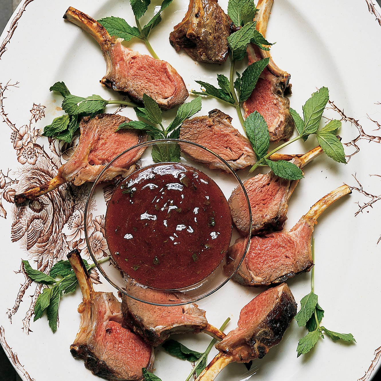 Dijon Baby Lamb Chops with Red Currant-Mint Dipping Sauce