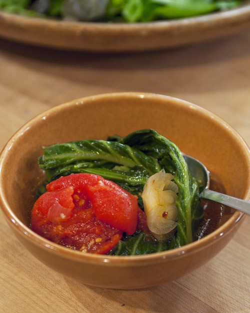 Spicy Collard Greens with Tomato, Garlic, and Onions Recipe & Video
