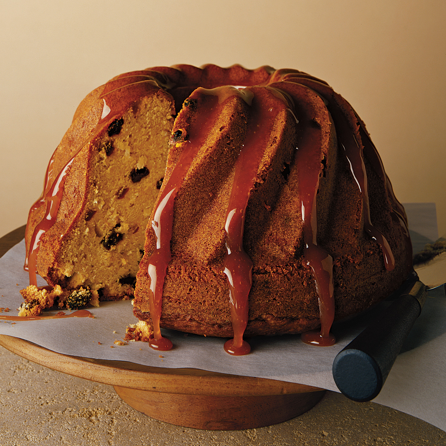 Coconut Rum-Raisin Bundt Cake With Rum-Caramel Glaze