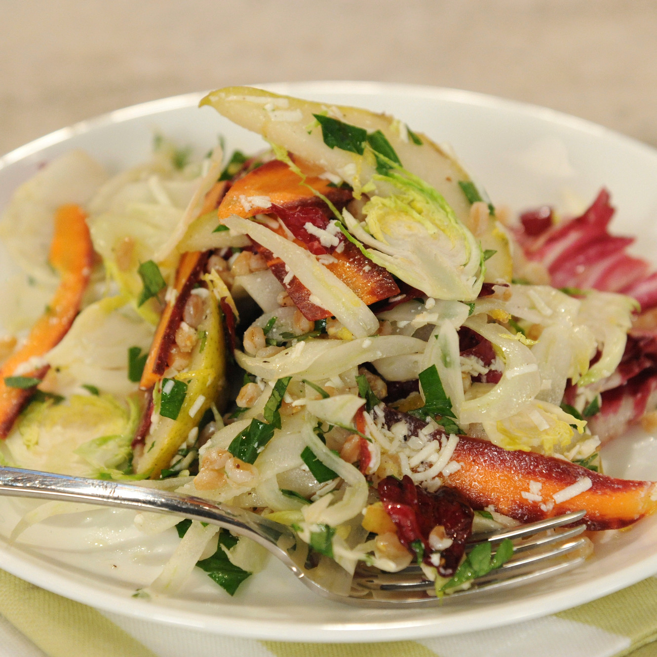 Farro Salad with Brussels Sprouts, Radicchio, and Ricotta Salata Recipe