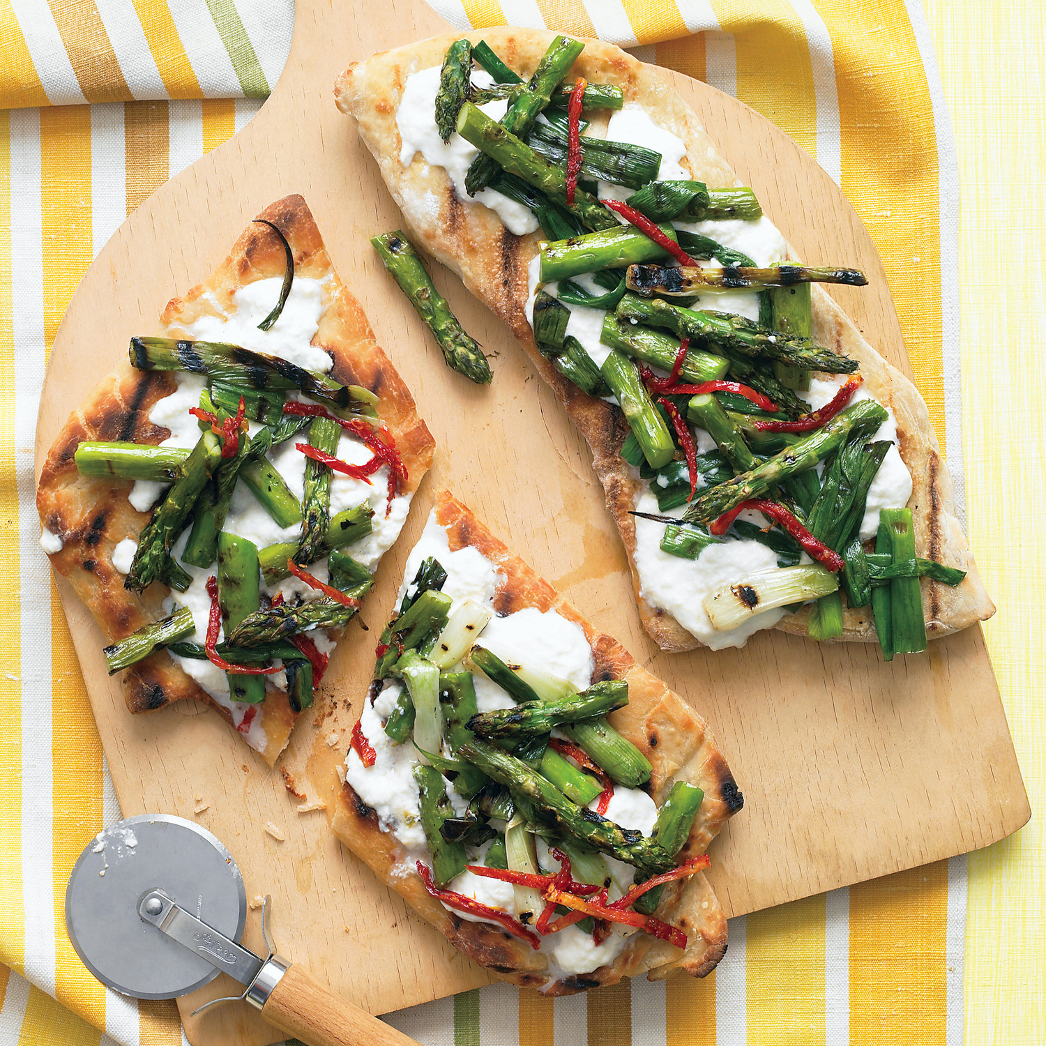 Grilled Pizzas with Asparagus and SunDried Tomatoes