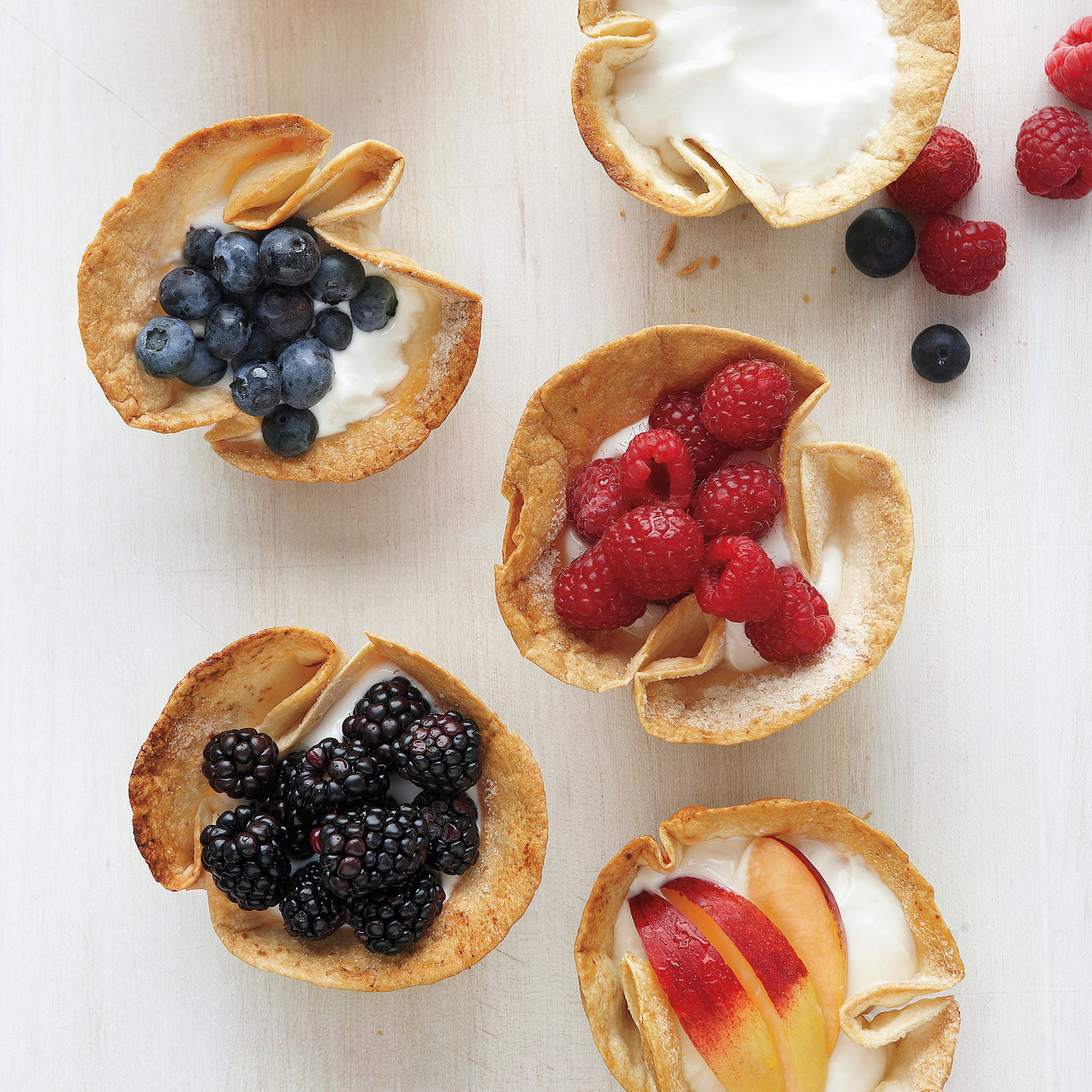 Tortilla Cups with Yogurt and Fresh Fruit