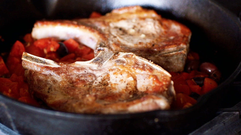 Video: Easy Pork Chops Puttanesca Dinner | Martha Stewart