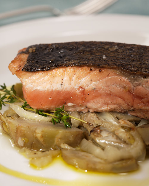 King Salmon with Braised Fennel and Artichokes Recipe & Video Martha