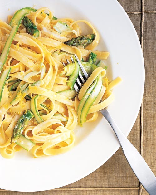Fettuccine with Asparagus Ribbons Recipe | Martha Stewart