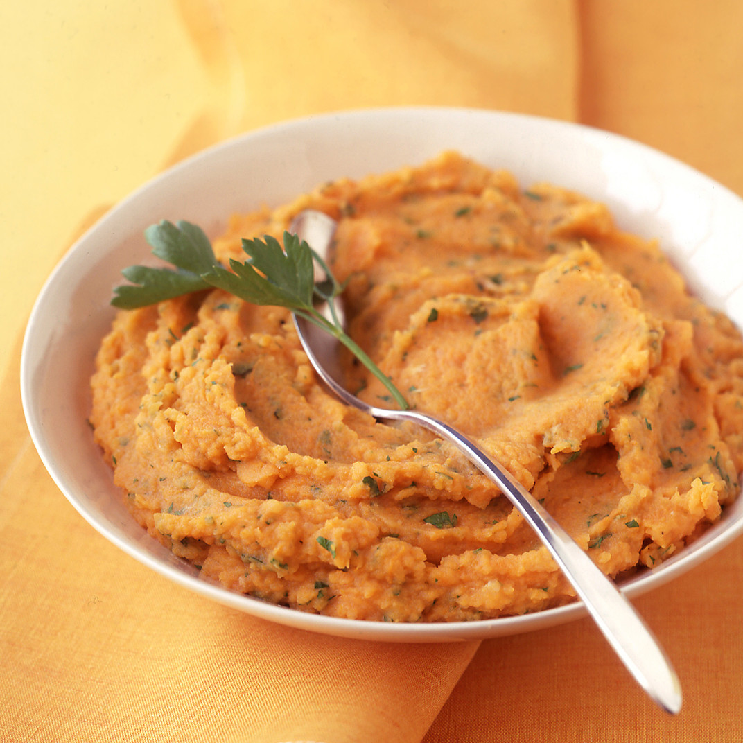 Mashed Sweet and Russet Potatoes with Herbs
