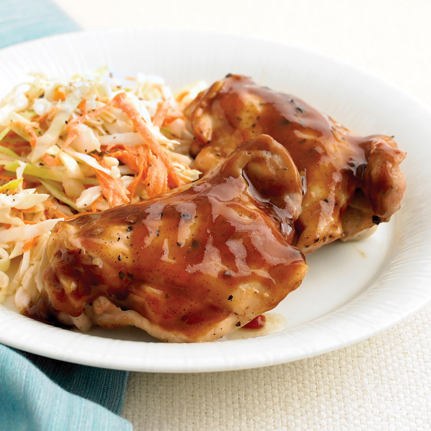 BBQ Chicken in the Microwave with Coleslaw