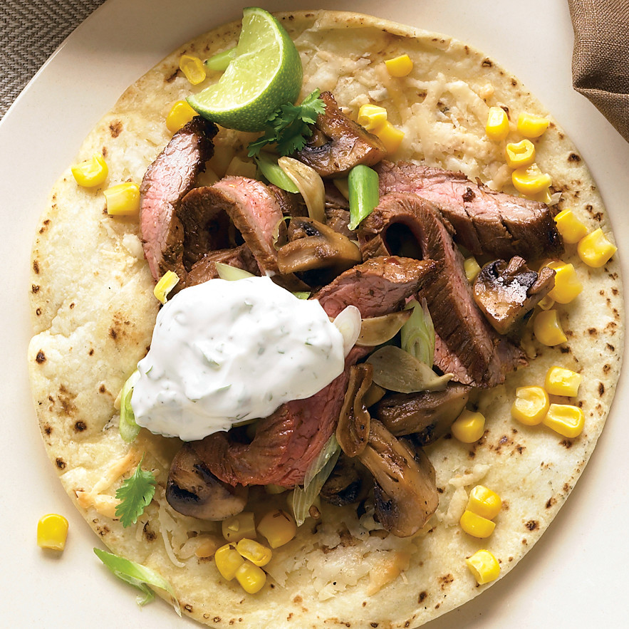 Steak Tostadas with Cilantro Sour Cream
