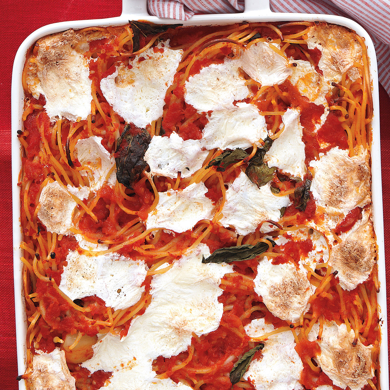 Baked Spaghetti and Mozzarella