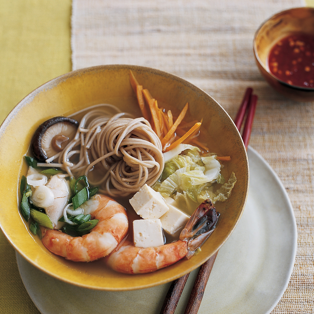 Soba Soup with Chicken, Shrimp, and Vegetables