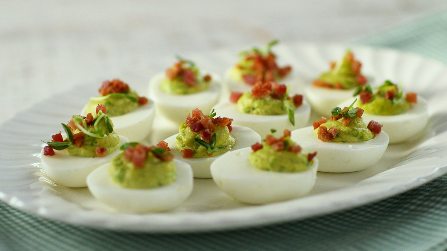 Video Deviled Eggs with Peas and Ham Video Martha Stewart