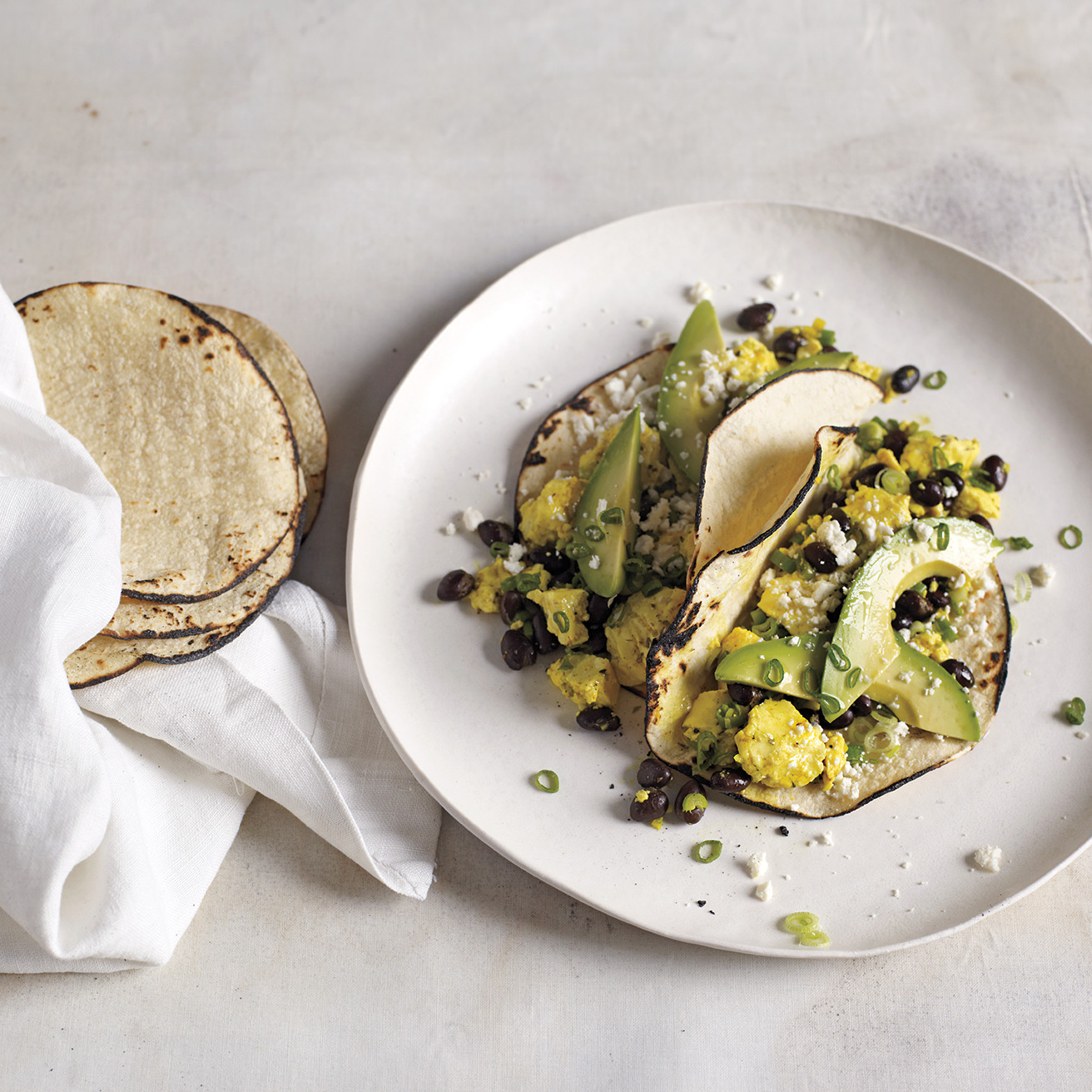 Tofu Scramble with Cotija Cheese and Tortillas