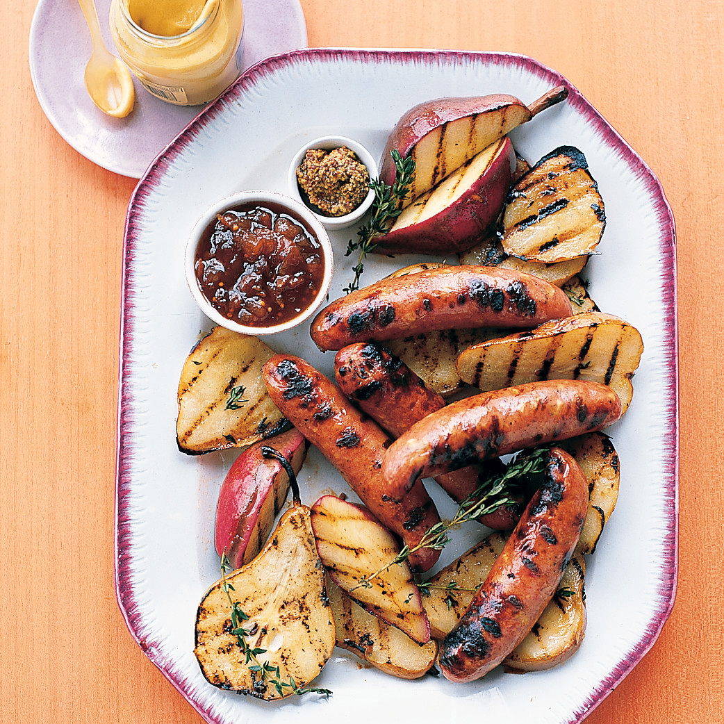 Grilled Chicken Sausage with Pears