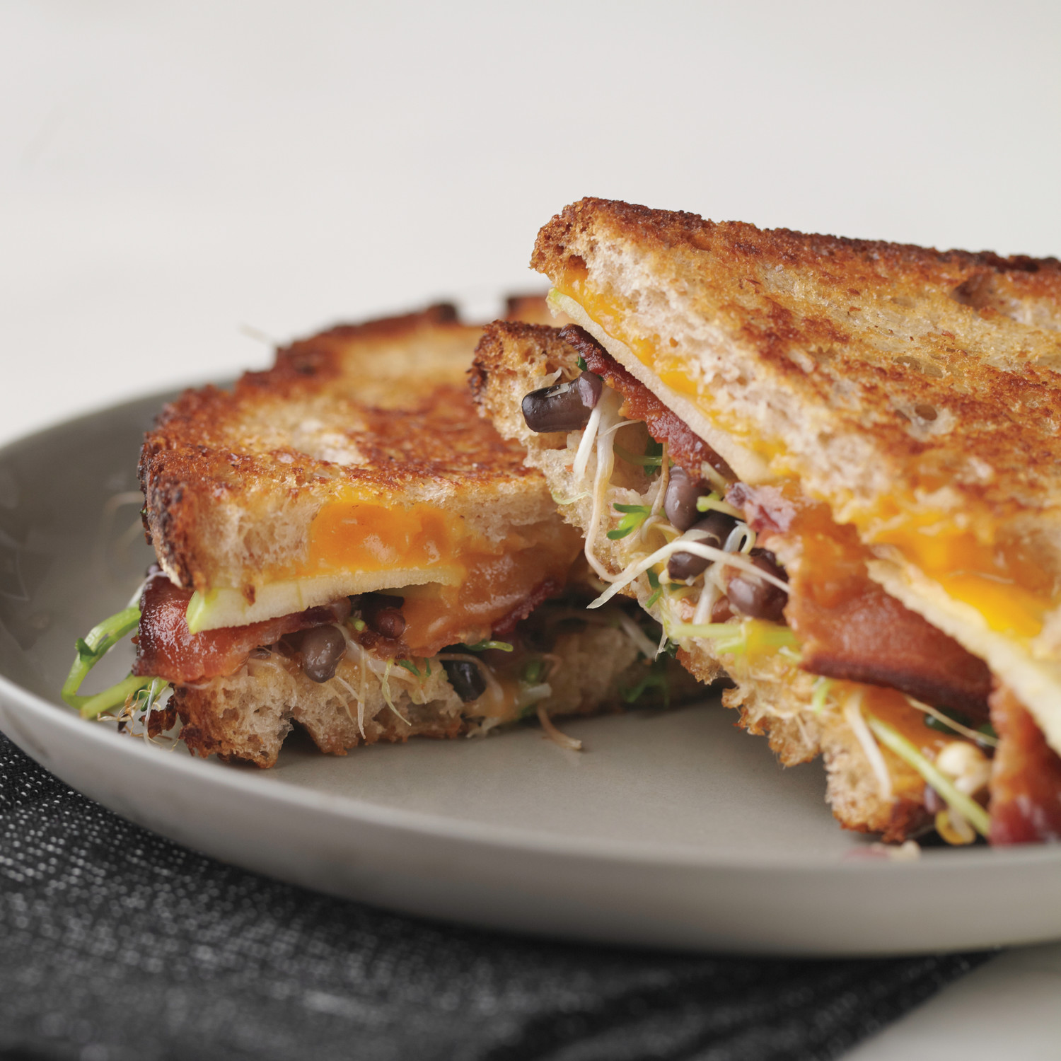 Grilled Cheese with Bacon, Apple, and Sprouts