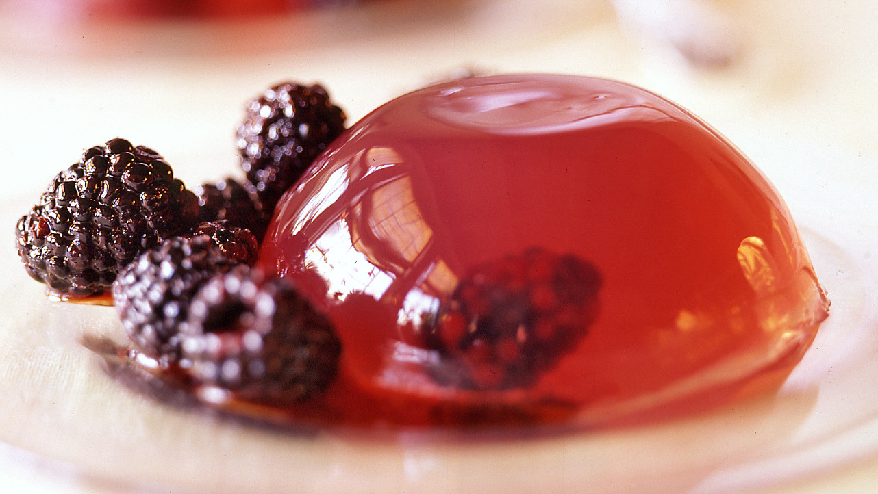 Rose Gelatin With Blackberries
