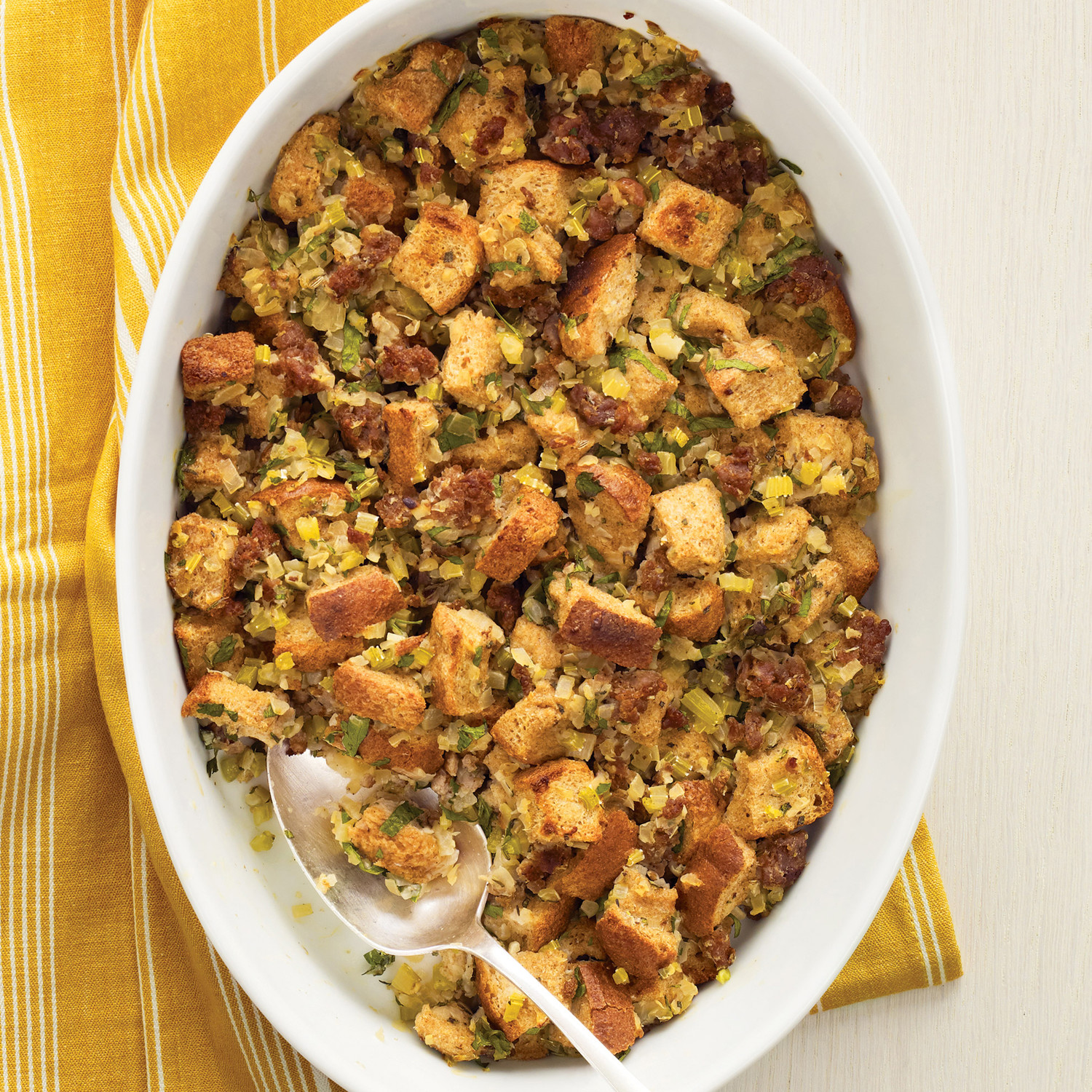 WholeWheat Stuffing with Turkey Sausage