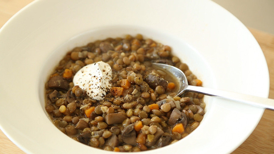 Video Mushroom and Lentil Soup Martha Stewart