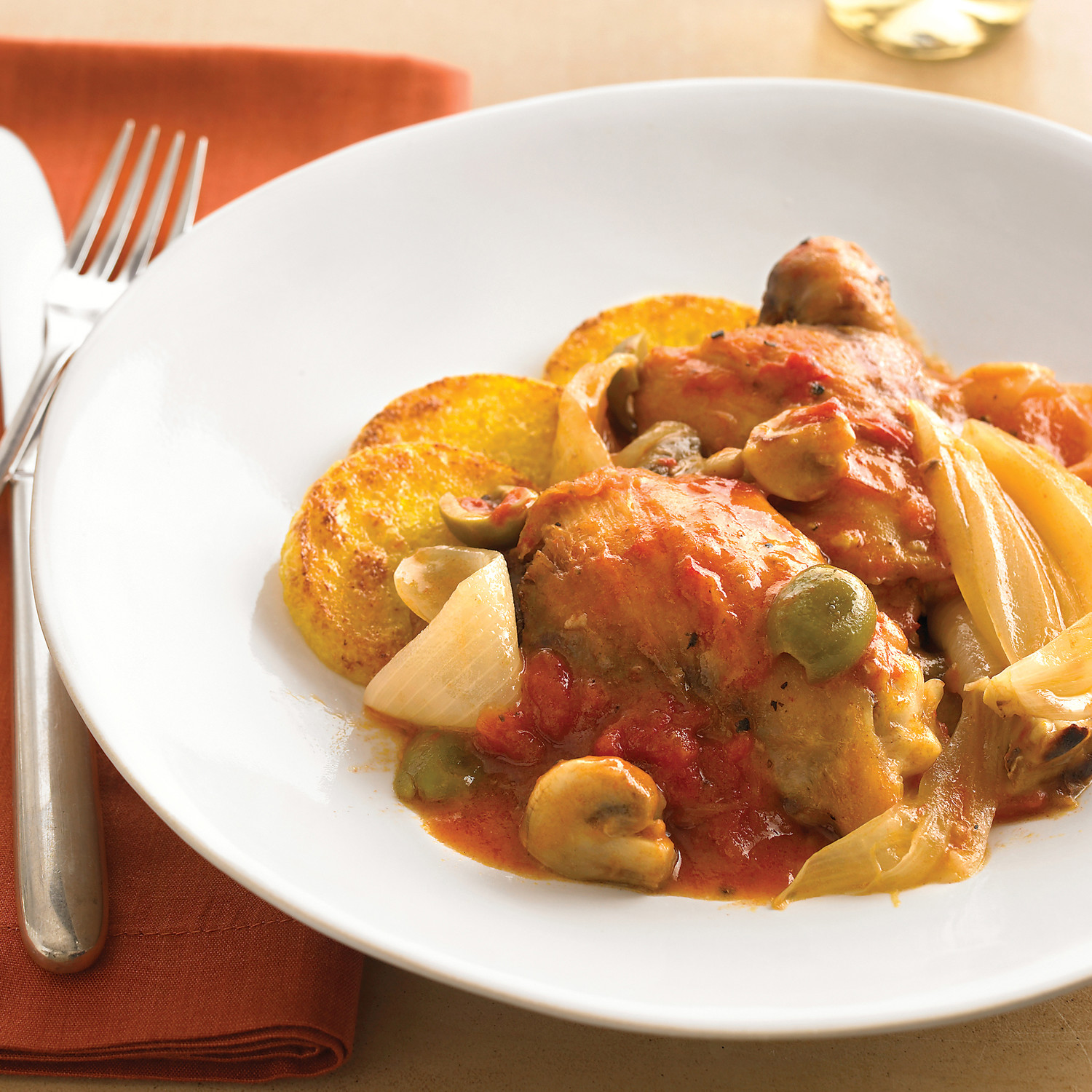 Chicken Cacciatore with Crisp Polenta