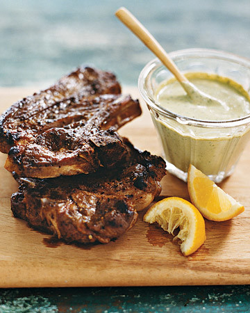 Grilled Lamb Shoulder Chops with Herb Aioli
