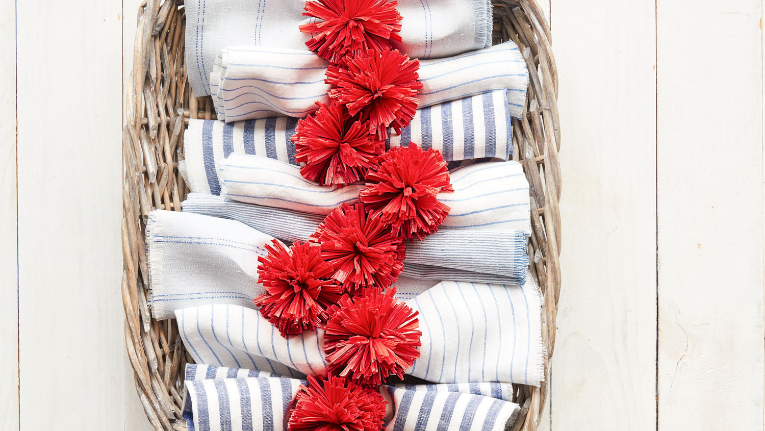 Raffia PomPom Napkin Rings Martha Stewart