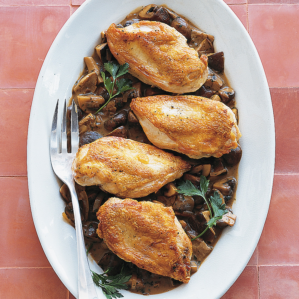 Roast Chicken with Mushroom Stuffing and Sauce 