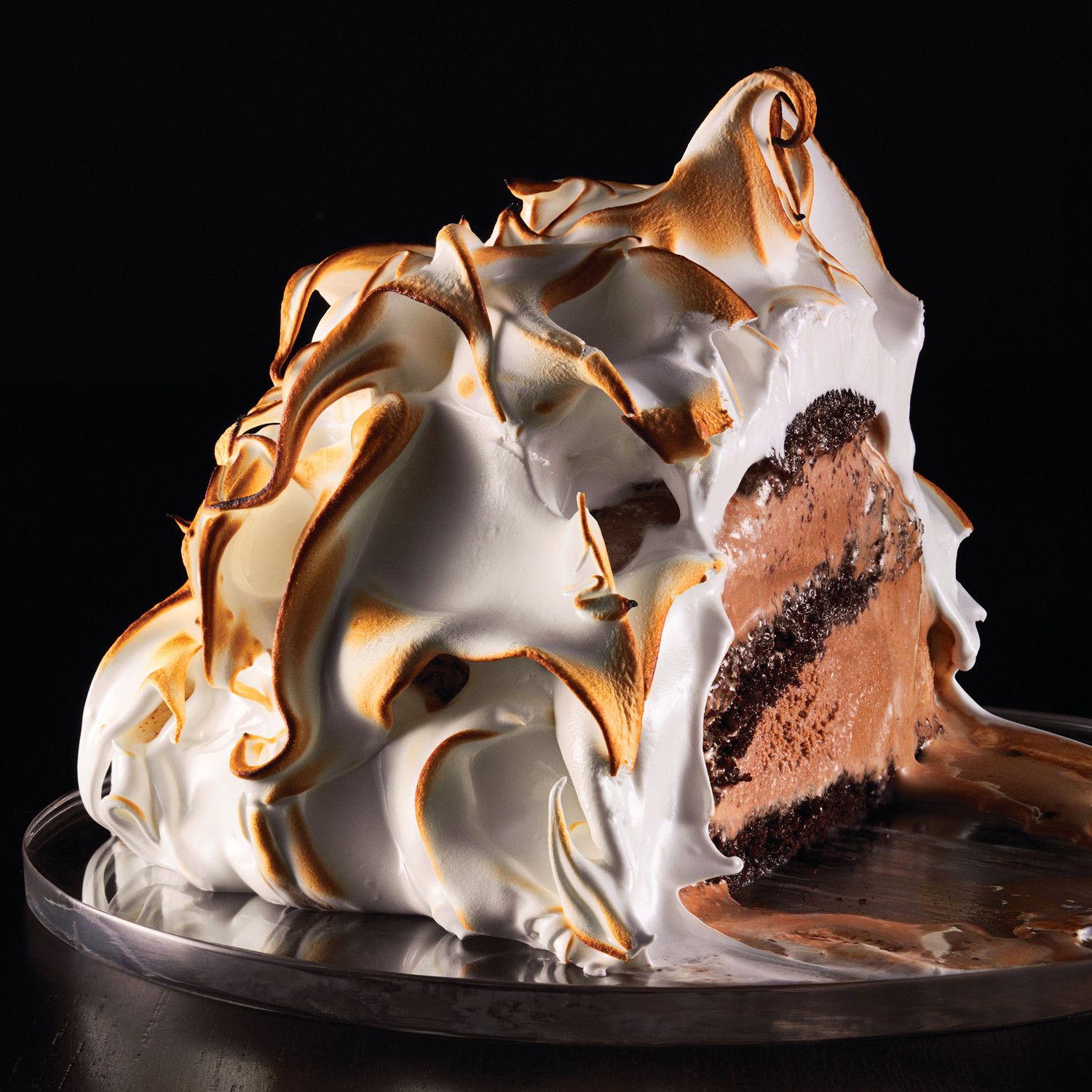 Baked Alaska with Chocolate Cake and Chocolate Ice Cream