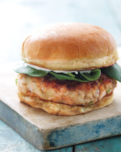 Salmon Burger with Baby Spinach