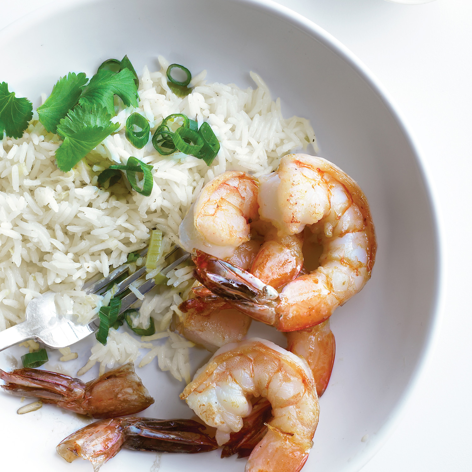 Sauteed Shrimp with Scallion Rice and SoyLime Sauce