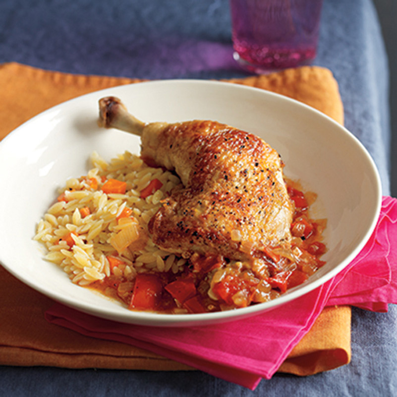 Tangy Chicken with Orzo Pilaf