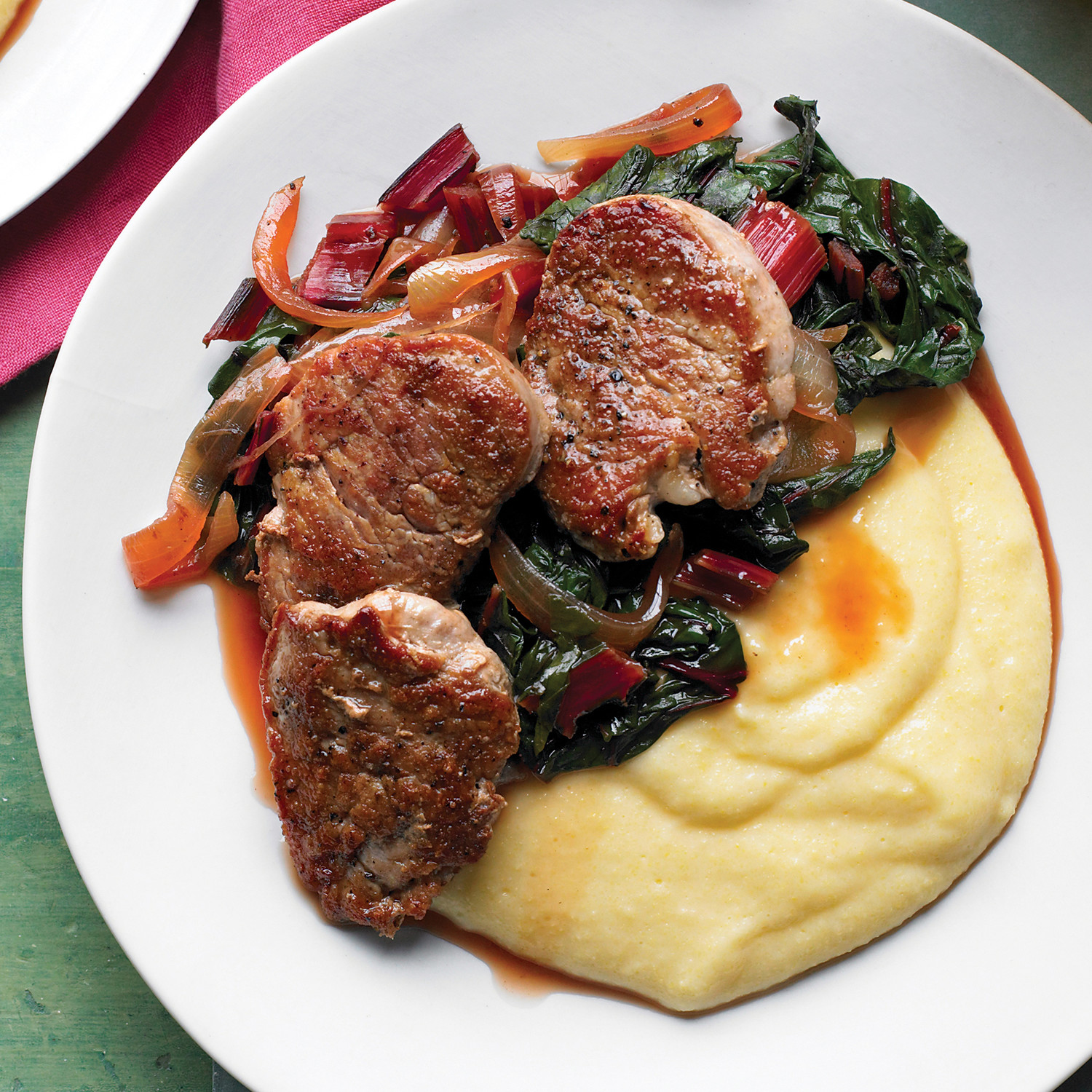 Pork Tenderloin with Swiss Chard and Polenta Recipe Martha Stewart
