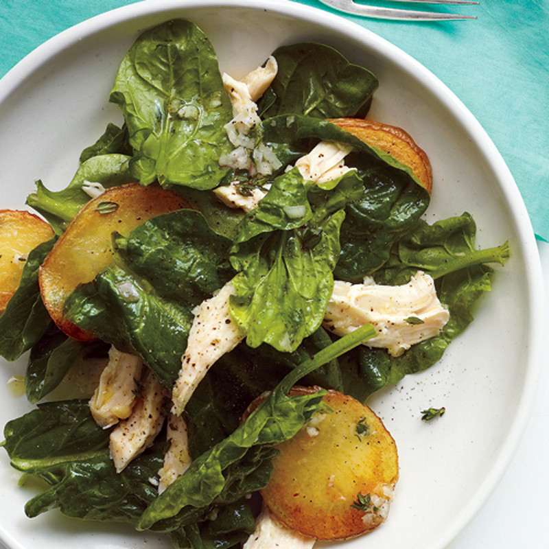 Spinach Salad with Chicken and Crispy Potatoes