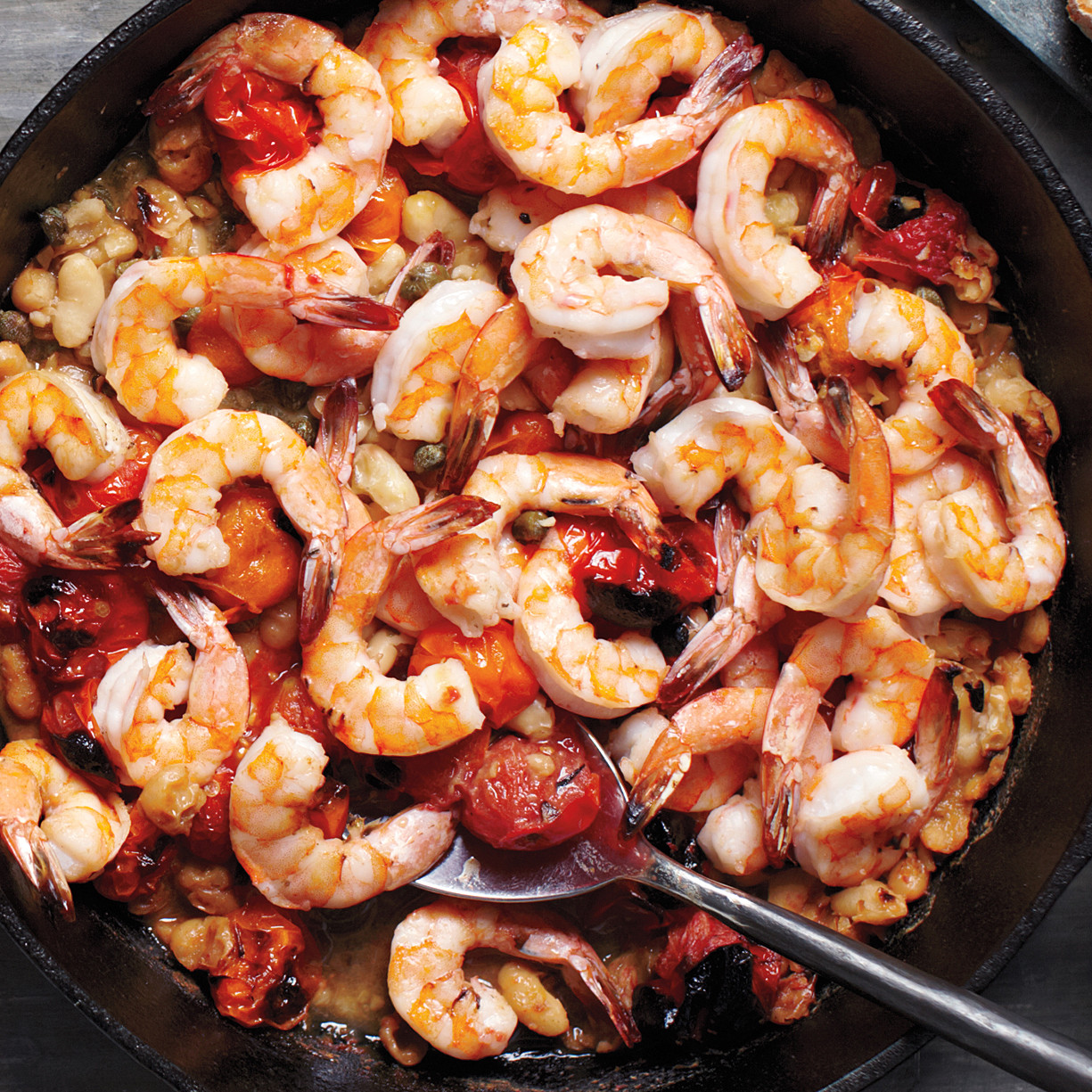 Broiled Shrimp with Tomatoes and White Beans