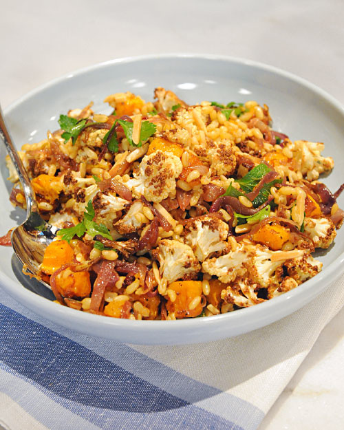 Kamut Berry Pilaf with Butternut Squash and Cauliflower